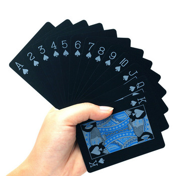 Ποιοτικό αδιάβροχο PVC πλαστικό σετ καρτών Trend 54 τμχ Deck Poker Classic Magic Tricks Tool Pure Black Magic Box σε συσκευασία