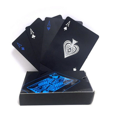 Minőségi vízálló PVC műanyag játékkártya szett Trend 54db Deck Poker Classic Magic Tricks Tool Pure Black Magic Box csomagolásban