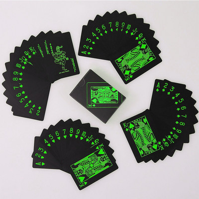 54db Kártyák Vízálló PVC Pure Black Magic Dobozba csomagolt Műanyag Játékkártya Szett Pakli Póker Klasszikus Varázstrükkök Eszköz Társasjáték