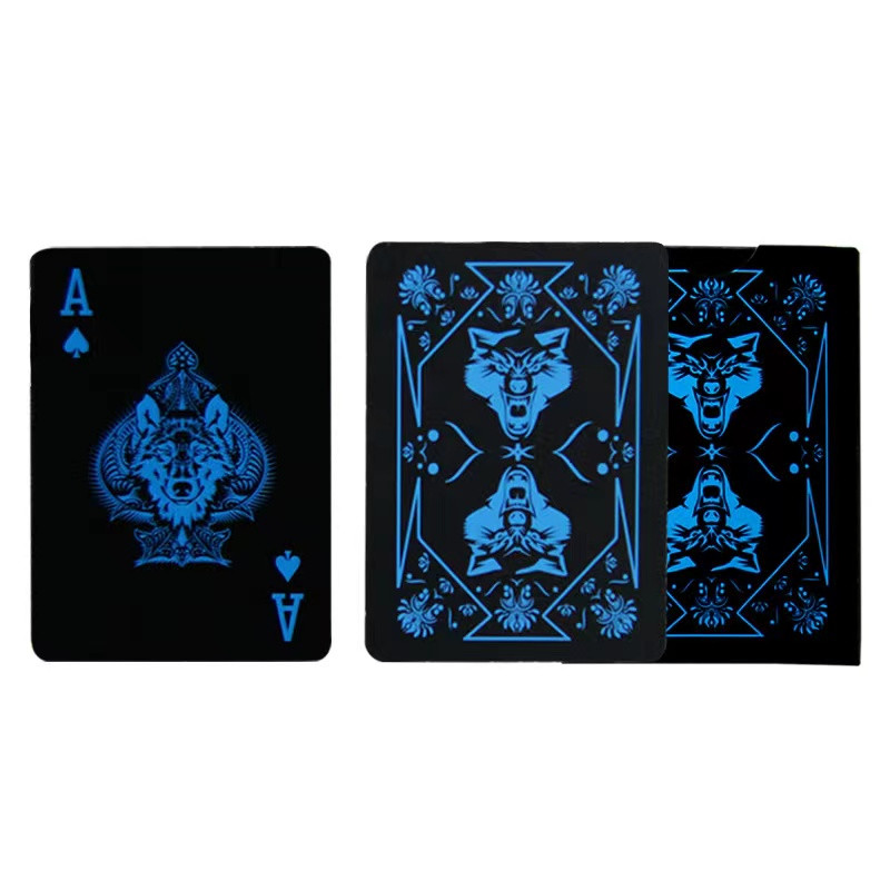 54db Kártyák Vízálló PVC Pure Black Magic Dobozba csomagolt Műanyag Játékkártya Szett Pakli Póker Klasszikus Varázstrükkök Eszköz Társasjáték