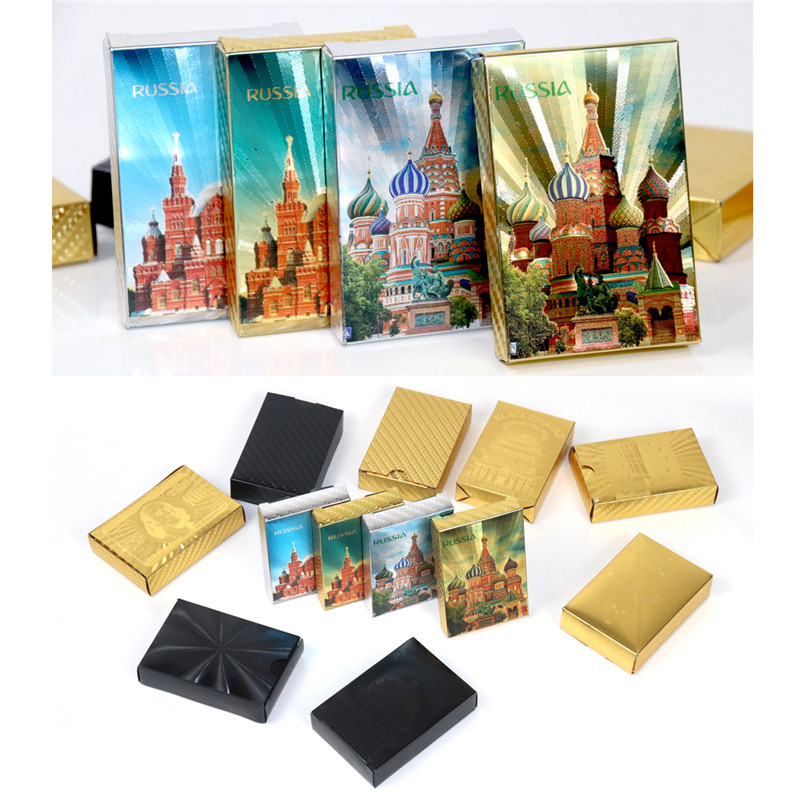 36 kártya/pakli Oroszország pókerkészlet 24K aranyfólia játékkártya műanyag PVC vízálló, tartós szabványos карты игральные