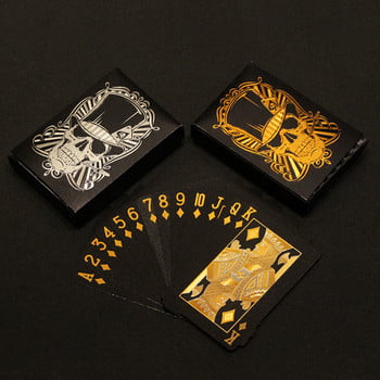 Skull Black Gold Poker 24K χρυσό Αδιάβροχο Smooth Entertainment Επιτραπέζιο παιχνίδι Gold Foil Poker Drinking Party Game