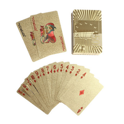 1 σετ 24 καρατίων χρυσού Φίλ Πόκερ Πακέτο Μαγικές κάρτες Κάρτες Τζόκερ Αδιάβροχες κάρτες δώρων Συλλογή επιτραπέζιου παιχνιδιού πόκερ