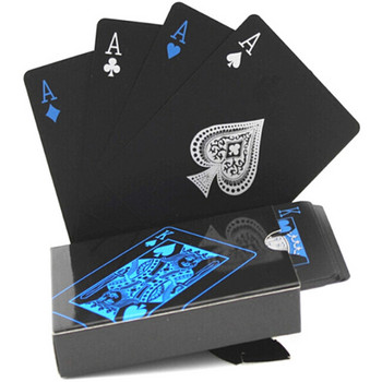 Πλαστικό αδιάβροχο παιχνίδι τράπουλας Μαύρο χρυσό κατάστρωμα μπλε ασημί κοστούμι πόκερ πόκερ PVC Magic επιτραπέζιο παιχνίδι συλλογή δώρων
