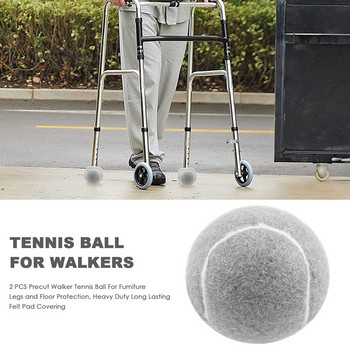 2 ΤΕΜ. Precut Walker Ball Tennis για Έπιπλα Πόδια και Προστασία δαπέδου, Κάλυμμα τσόχα μακράς διαρκείας