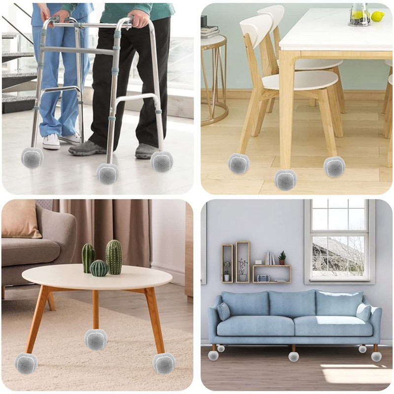 2 bucăți minge de tenis Walker pretăiate pentru picioarele mobilierului și protecția podelei, acoperire cu pâslă rezistentă, de lungă durată