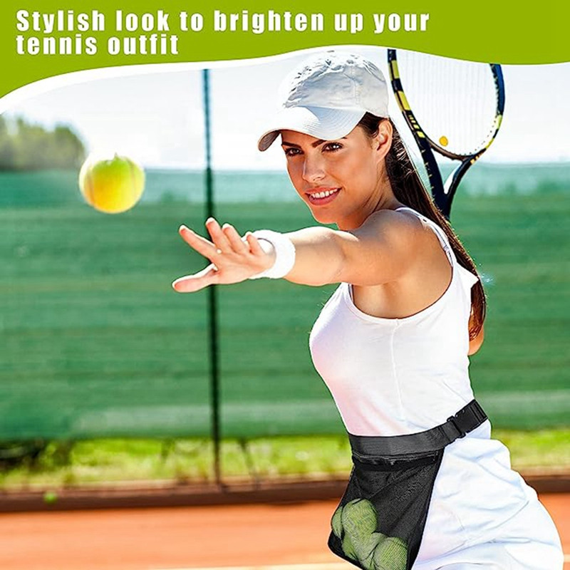 2 tk tennisepallihoidja, hoidikkotid tennisepalli lindi hoidjale Reguleeritav võrkkott tennisepallide jaoks vöö-puusakotid