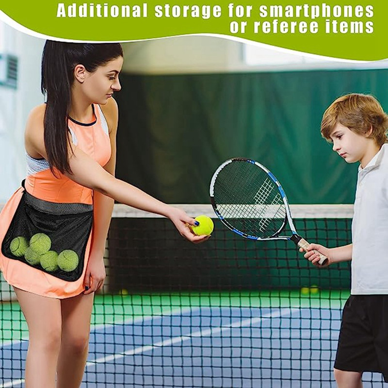 2 tk tennisepallihoidja, hoidikkotid tennisepalli lindi hoidjale Reguleeritav võrkkott tennisepallide jaoks vöö-puusakotid