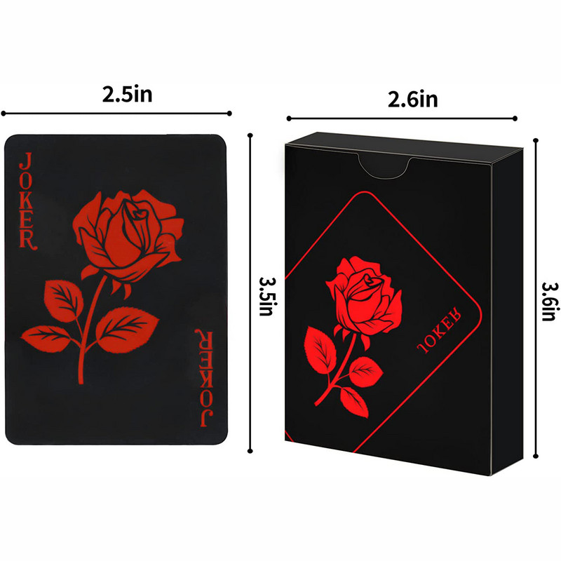Vízálló PVC matt átlátszatlan játékkártyák műanyag társasjáték Texas Black Rose póker kártyák Tarot játékkártya varázslatos ajándék