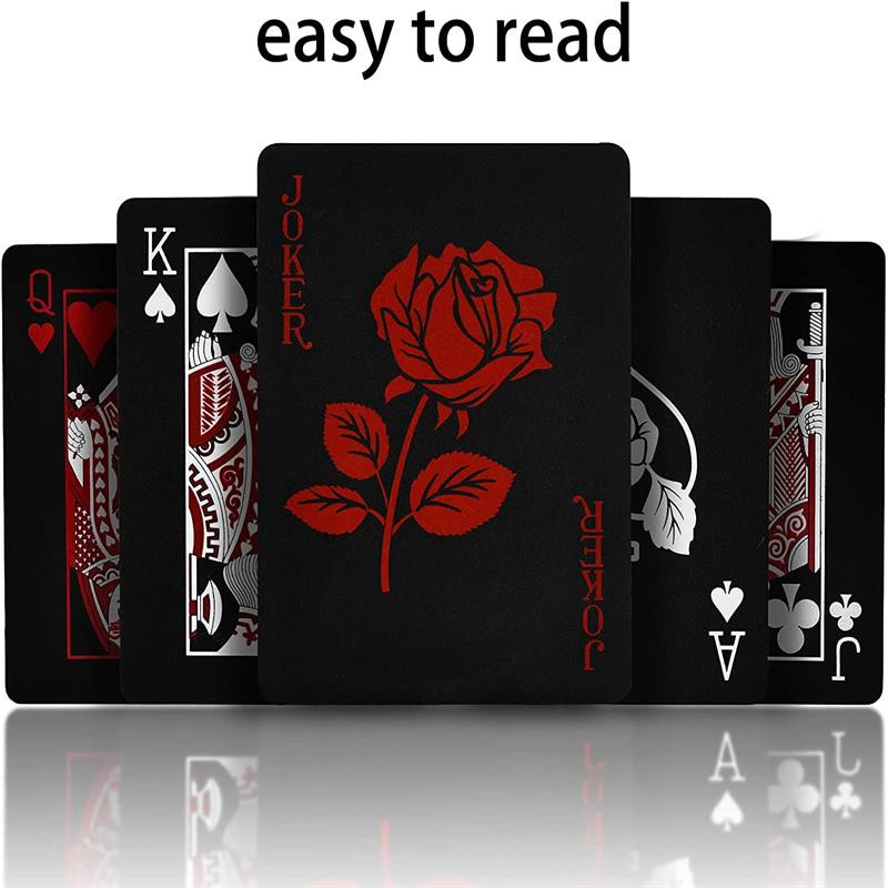 Vízálló PVC matt átlátszatlan játékkártyák műanyag társasjáték Texas Black Rose póker kártyák Tarot játékkártya varázslatos ajándék