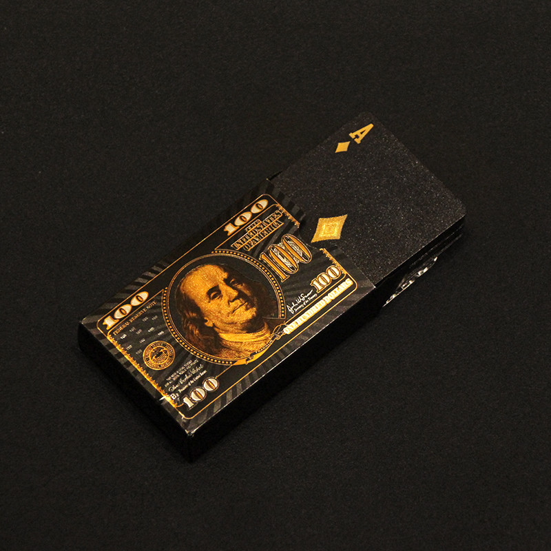 Carte de joc din aur de 24K Poker Folie de aur de înaltă calitate Carte de joc netedă rezistentă la apă Dolari SUA Trucuri de magie din Texas Joc de masă