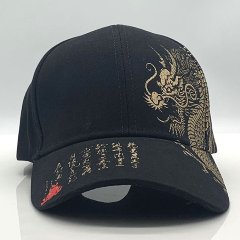 Tenisz sapka Unisex baseball sapka fekete állítható kínai stílusú sapka Dragon Print Snapback Bone hip-hop sapka retro állítható