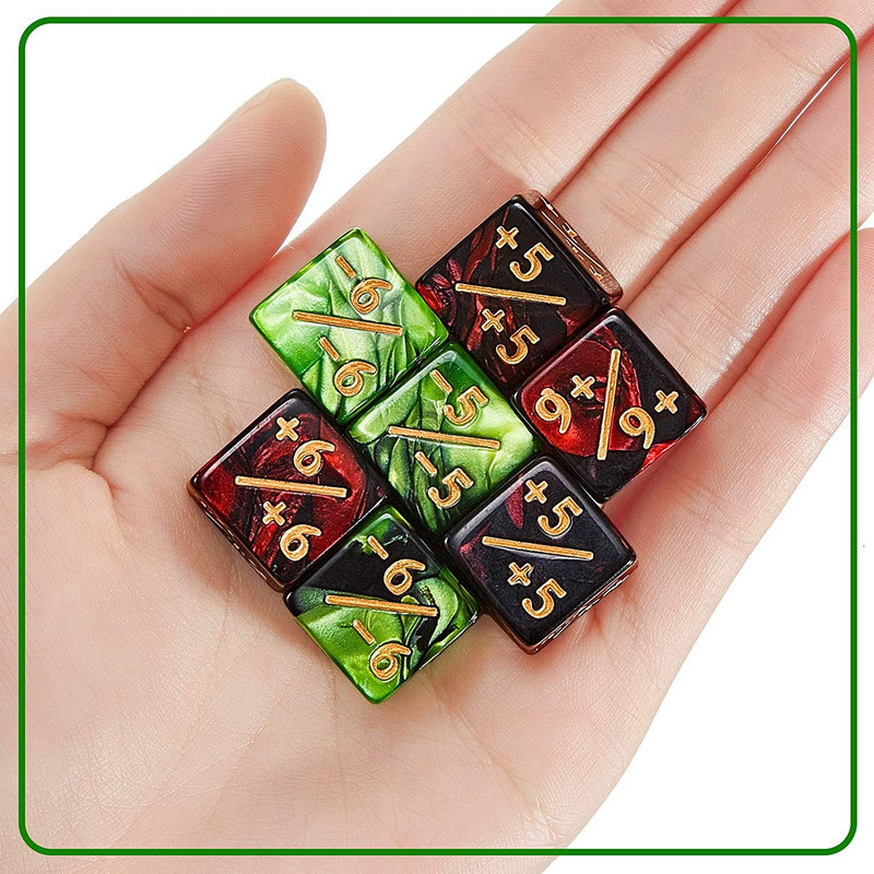 10 gab. 16 mm 6 sānu kauliņu skaitītāji +1/-1 kauliņu kauliņi bērniem rotaļlietu skaitīšanas kauliņi MTG, Magic The Gathering, kāršu spēlēm, žetoniem un lojalitātes kauliņiem