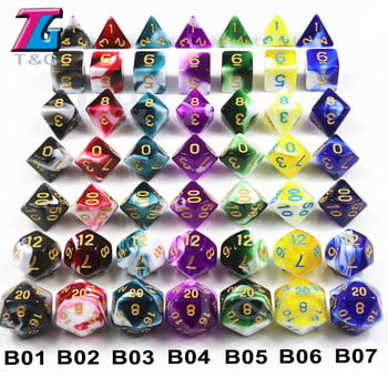 Polyhedral Dice TRPG DNDGame Games 7Pcs/Σετ D4 D6 D8 D10 D12 D20 Multi Sides για επιτραπέζιο παιχνίδι