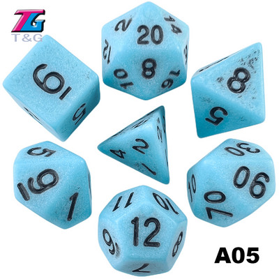 Daudzskaldņu kauliņu TRPG DNDGame spēles 7gab/komplekts D4 D6 D8 D10 D12 D20 vairākas malas galda spēlei