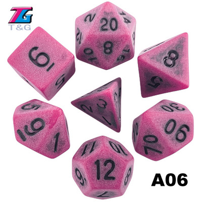 Daudzskaldņu kauliņu TRPG DNDGame spēles 7gab/komplekts D4 D6 D8 D10 D12 D20 vairākas malas galda spēlei