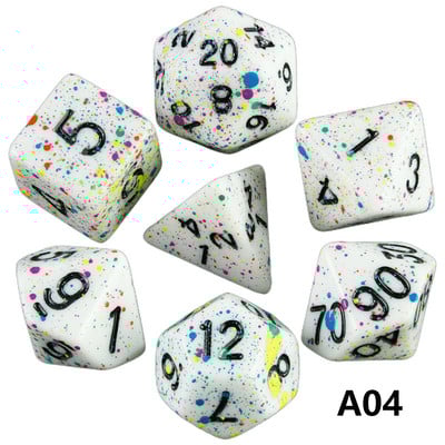 Daudzskaldņu kauliņu TRPG DNDGame spēles 7gab/komplekts D4 D6 D8 D10 D12 D20 vairākas malas galda spēlei