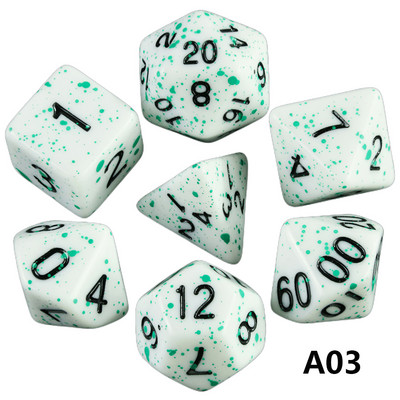 Daudzskaldņu kauliņu TRPG DNDGame spēles 7gab/komplekts D4 D6 D8 D10 D12 D20 vairākas malas galda spēlei