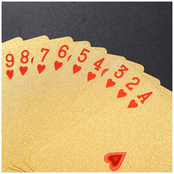 Κάρτες πόκερ 24 καρατίων χρυσού Πολυτελές χρυσό φύλλο πόκερ Σετ δολαρίων EUR Πλαστικές μαγικές κάρτες αδιάβροχες κάρτες Magic