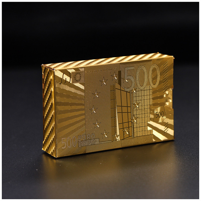 24K arany pókerkártyák Luxus arany fóliás póker játékkártyák dollár EUR készlet műanyag varázskártya vízálló kártyák varázslat