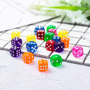 20PCS Φορητά επιτραπέζια παιχνίδια 6 όψεων Dice 14mm Ακρυλικό Στρογγυλό Παιχνίδι Dice Party Gambling Game Cubes Digital Dices