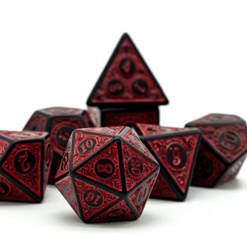 Poludie DND 7Pcs/Set Dice Σετ δικτυωτό παράθυρο Κόκκινο D4~D20 Polyhedral Dice for WarHammer Επιτραπέζιο παιχνίδι RPG D&D