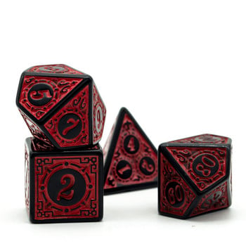 Poludie DND 7Pcs/Set Dice Σετ δικτυωτό παράθυρο Κόκκινο D4~D20 Polyhedral Dice for WarHammer Επιτραπέζιο παιχνίδι RPG D&D