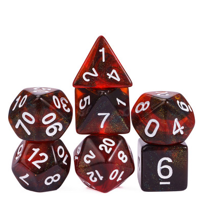 Poludie DND 7 tk / komplekt täringukomplekt, aknavõre punane D4~D20 polüeedriline täring WarHammer rollimängu lauamängu jaoks laua RPG D&D