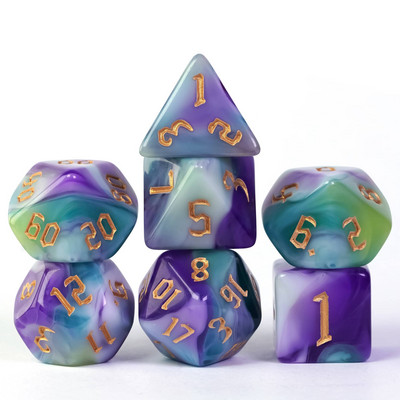 Poludie 7Pcs/Σετ DND Πολύχρωμα Ζάρια D4 D6 D8 D10 D% D12 D20 Πολυεδρικά ζάρια για Warhammer Επιτραπέζιο παιχνίδι ρόλων D&D MTG