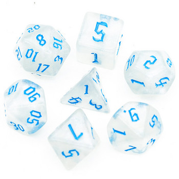 Poludie 7Pcs/Σετ DND Ζάρια Νέα Λευκά Glitter Polyhedral Dice D4 D6 D8 D10 D% D12 D20 for Role Playing Board Game RPG Dice