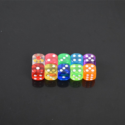 10 tk/14 mm akrüülist läbipaistev 6-poolne täring, 10 värvi kvaliteetne mängutäring klubi-/peo-/peremängude jaoks