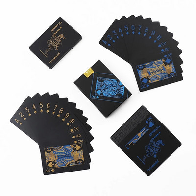 55 бр./компл. Нов водоустойчив PVC чиста черна магическа кутия, опакован с пластмасови карти за игра Комплект колода покер Класически магически трикове Настолна игра