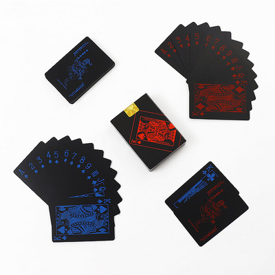 55 tk/komplekt Uus veekindel PVC Pure Black Magic kasti pakitud plastikust mängukaartide komplekt Tekkpokker Klassikaline võlutrikkide lauamäng