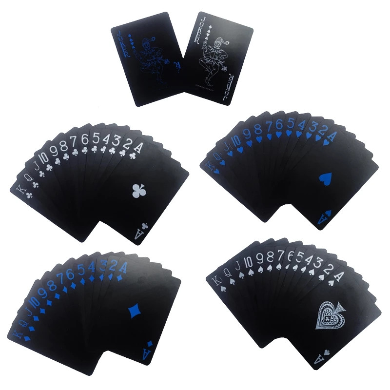 55 bucăți/set Nou PVC rezistent la apă Pure Black Magic Box-ambalat din plastic Set de cărți de joc Deck Poker Trucuri de magie clasice Joc de masă