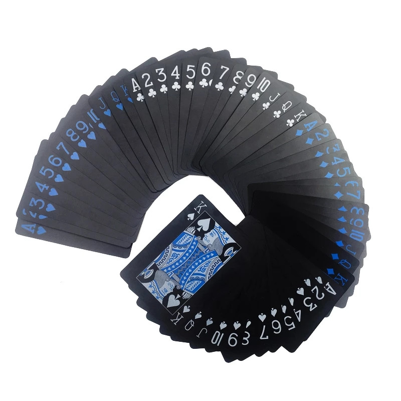 55 bucăți/set Nou PVC rezistent la apă Pure Black Magic Box-ambalat din plastic Set de cărți de joc Deck Poker Trucuri de magie clasice Joc de masă