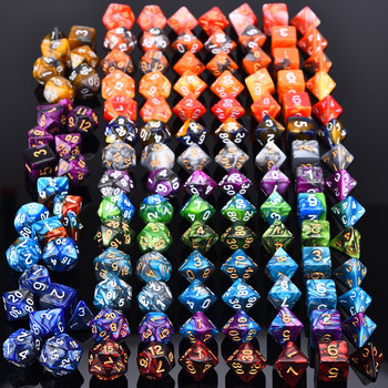 7 матрици с двоен цвят многостенни зарове Пълен комплект от D20 D12 D10 D% D8 D6 D4 за TRPG DND игри със зарове
