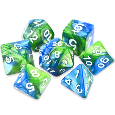 7-vormingus kahevärvilised mitmetahulised täringud, D20 D12 D10 D% D8 D6 D4 täiskomplekt TRPG DND täringumängude jaoks
