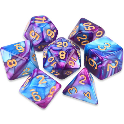 7-vormingus kahevärvilised mitmetahulised täringud, D20 D12 D10 D% D8 D6 D4 täiskomplekt TRPG DND täringumängude jaoks