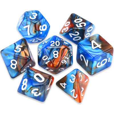 7-vormingus kahevärvilised mitmetahulised täringud, D20 D12 D10 D% D8 D6 D4 täiskomplekt TRPG DND täringumängude jaoks