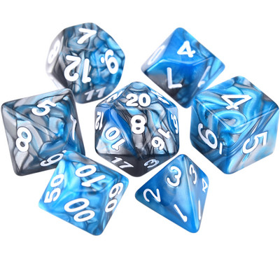 7-vormingus kahevärvilised mitmetahulised täringud, D20 D12 D10 D% D8 D6 D4 täiskomplekt TRPG DND täringumängude jaoks