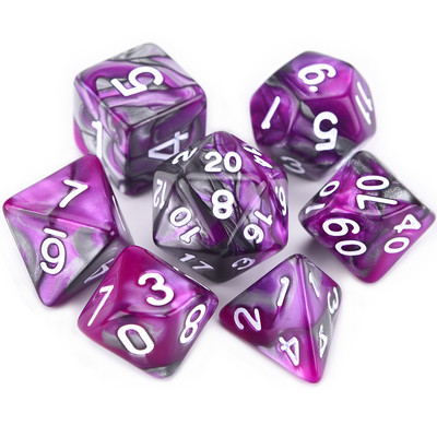 7-vormingus kahevärvilised mitmetahulised täringud, D20 D12 D10 D% D8 D6 D4 täiskomplekt TRPG DND täringumängude jaoks