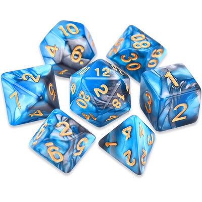 7-vormingus kahevärvilised mitmetahulised täringud, D20 D12 D10 D% D8 D6 D4 täiskomplekt TRPG DND täringumängude jaoks