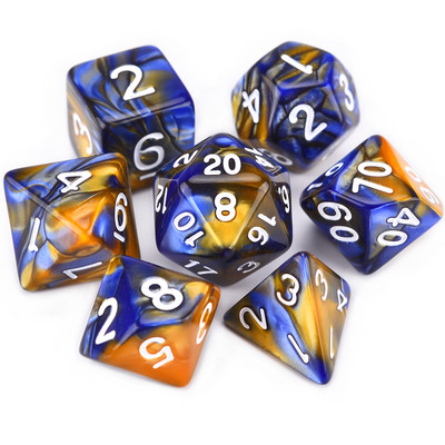 7-vormingus kahevärvilised mitmetahulised täringud, D20 D12 D10 D% D8 D6 D4 täiskomplekt TRPG DND täringumängude jaoks