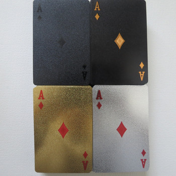1 тесте черни пластмасови карти за покер Glod сребърни карти за игра Домашна настолна игра Семеен домашен подарък Модел на роза