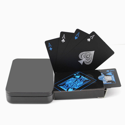 Cărți de joc rezistente la apă Colectie de cărți de plastic Cărți de poker negre Cadou creativ Petrecere Cărți de joc standard Poker