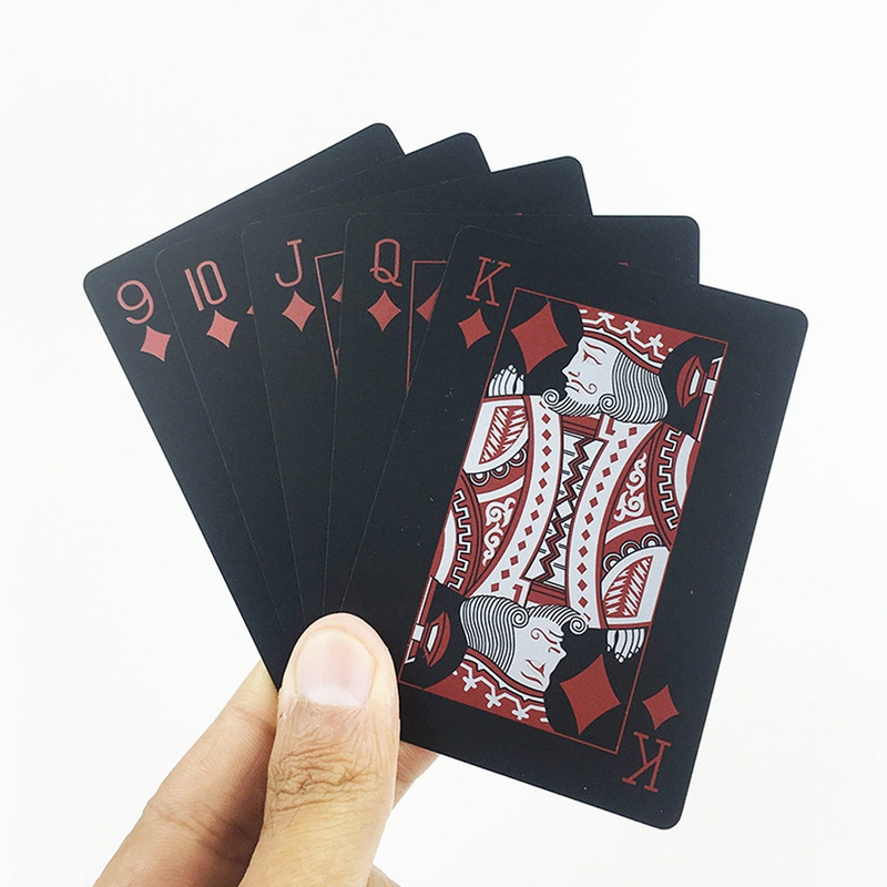 Izturīgas ūdensnecaurlaidīgas spēļu kārtis Plastmasas kāršu kolekcija Black Poker Cards Creative Gift Party Standarta spēļu kārtis Pokers