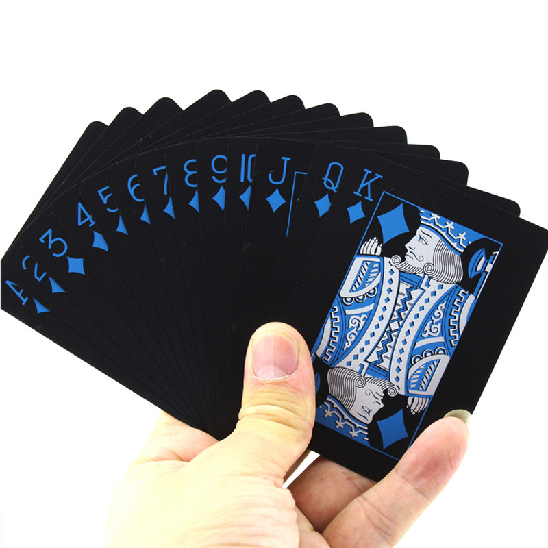Izturīgas ūdensnecaurlaidīgas spēļu kārtis Plastmasas kāršu kolekcija Black Poker Cards Creative Gift Party Standarta spēļu kārtis Pokers