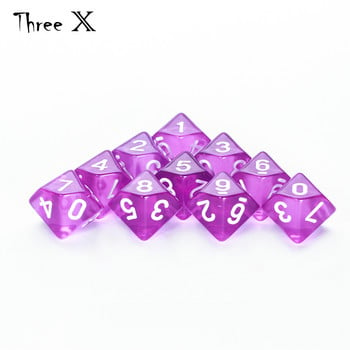 D10 DICE Set-10 d10, Ιδανικό για μαθηματικά παιχνίδια με ζάρια - Πολυεδρικό πλαστικό επιτραπέζιο RPG 10 όψεων