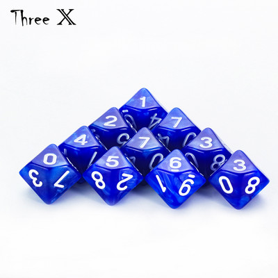 D10 DICE Set-10 d10, tökéletes matematikai kockajátékokhoz - 10 oldalas poliéderes műanyag asztali RPG