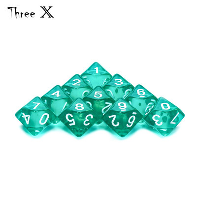 D10 DICE Set-10 d10, tökéletes matematikai kockajátékokhoz - 10 oldalas poliéderes műanyag asztali RPG